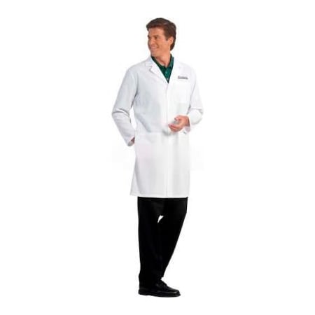 Superior Surgical Manufacturing Fashion Seal Men's Lab Coat, 41inL, 100% Cotton, Size 38, White 420-38